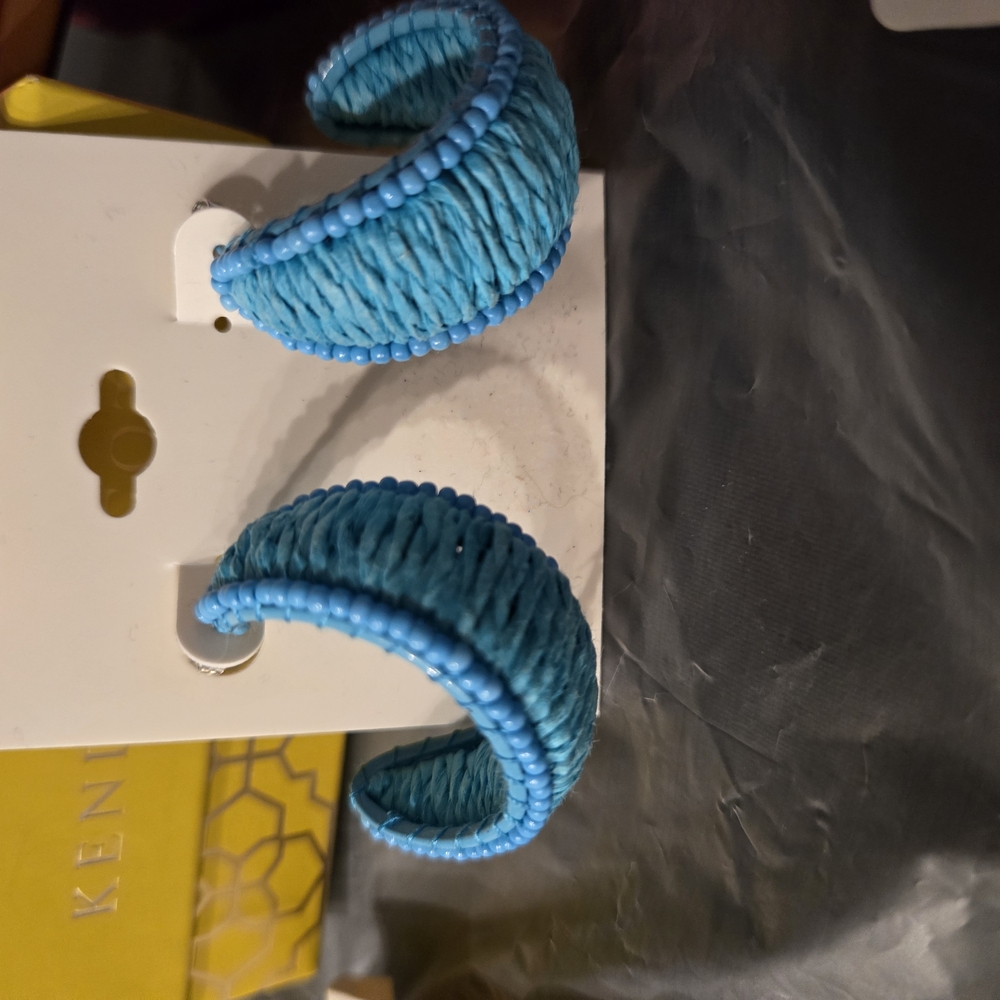 Blue Woven Hoop Earrings